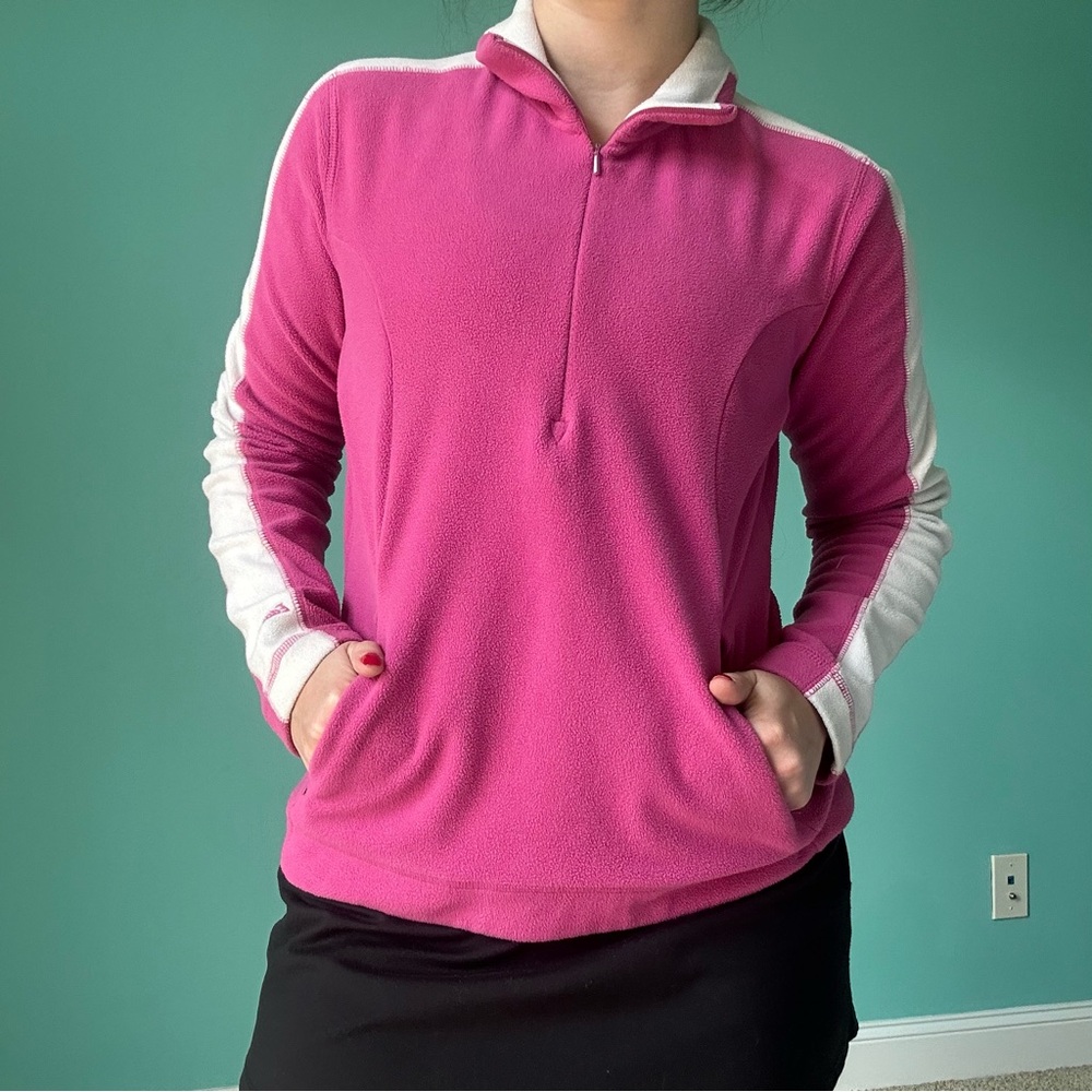 Eddie Bauer Pink Polo Collar Sweatshirt